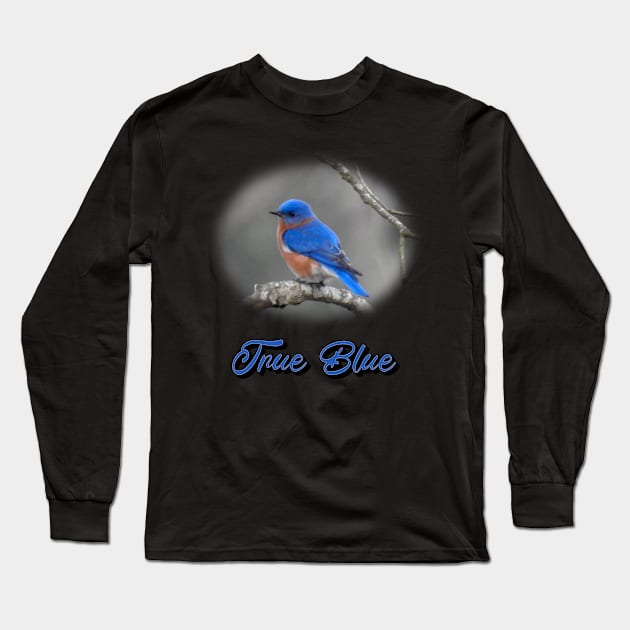 True Blue Eastern Bluebird Long Sleeve T-Shirt by Paul Prints